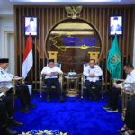 Gubernur Sumsel, Herman Deru dan Kepala Kemenkumham Sumsel, Maju Amintas Siburian bersama instansi terkait, saat audensi pembentukan Posbakum.(Foto:J)